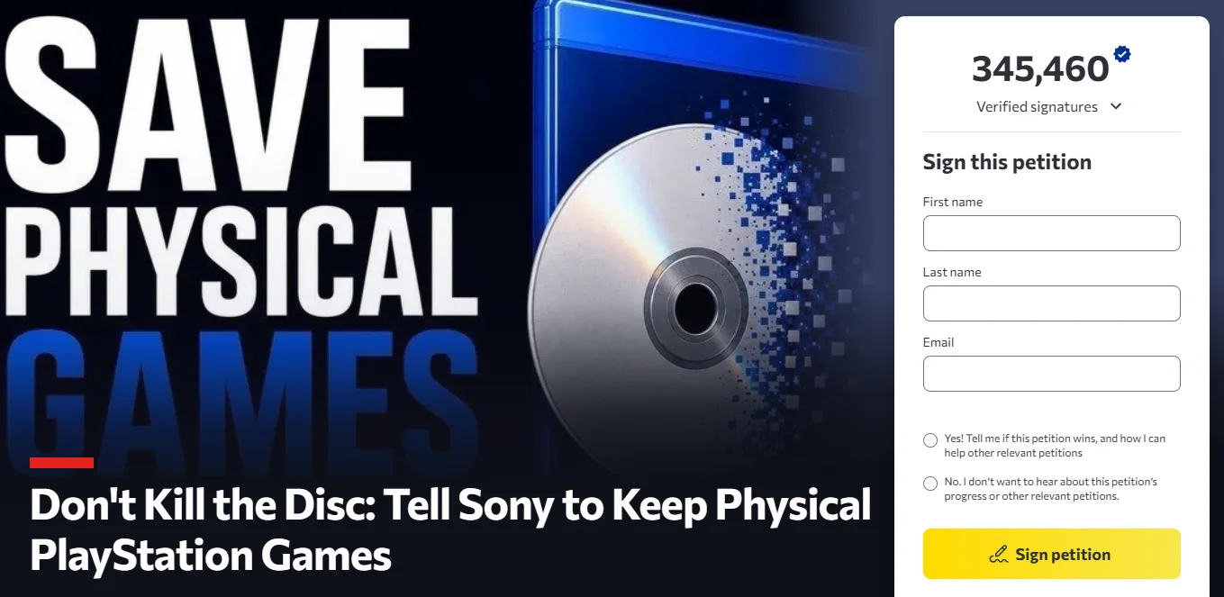 Petice Save Physical Games