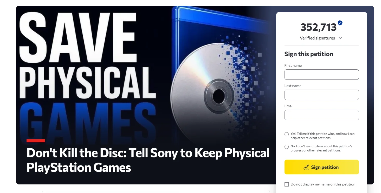 Petice za záchranu herních disků na PlayStationu