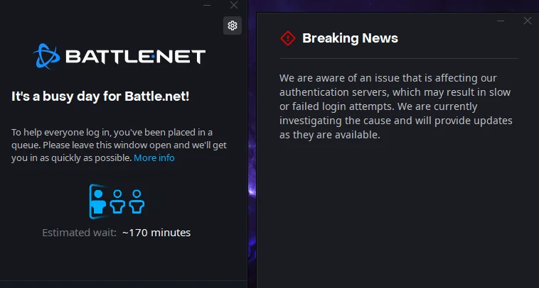 Battle.net, čekání ve frontě