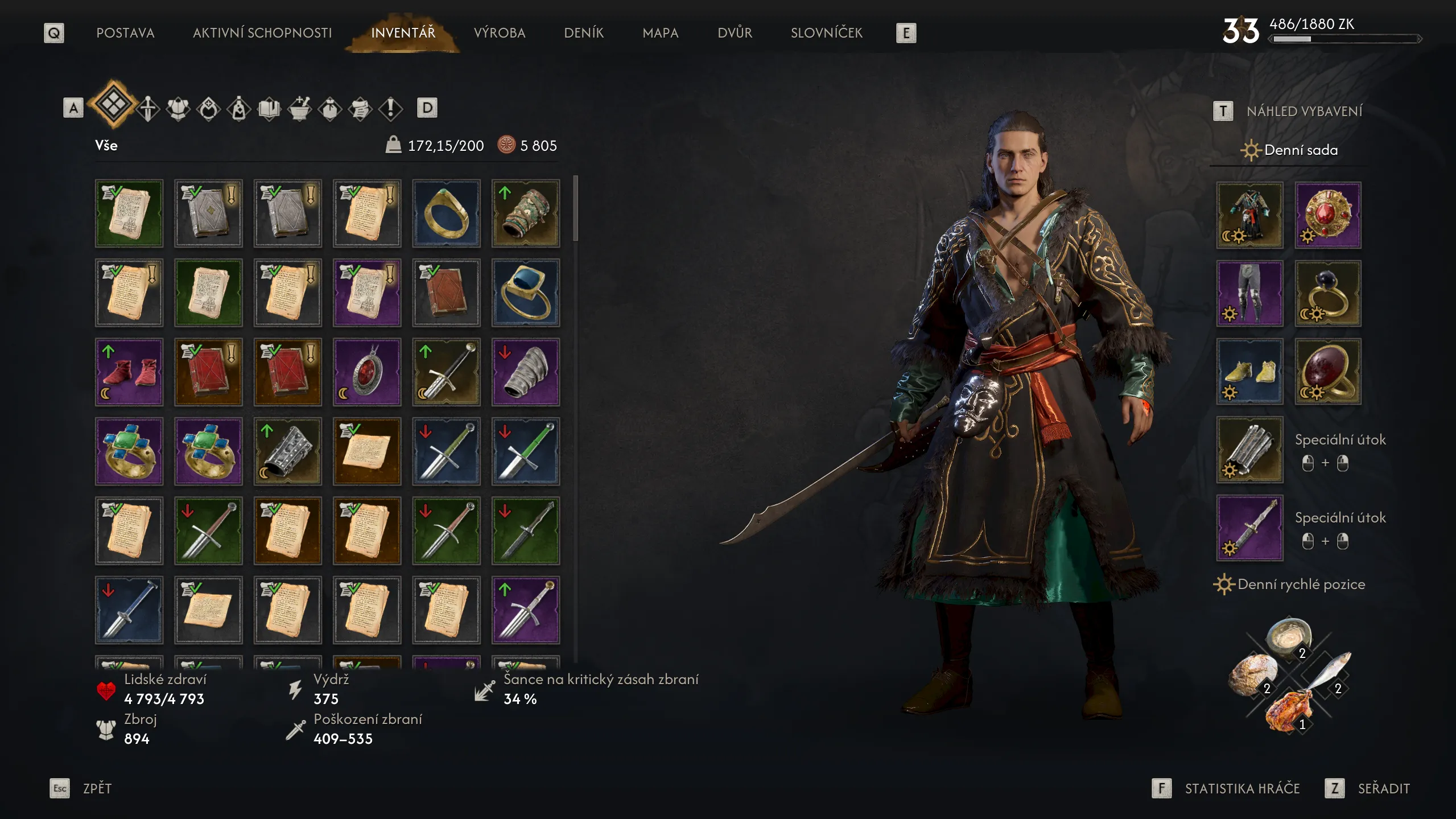 Inventář v The Blood of Dawnwalker