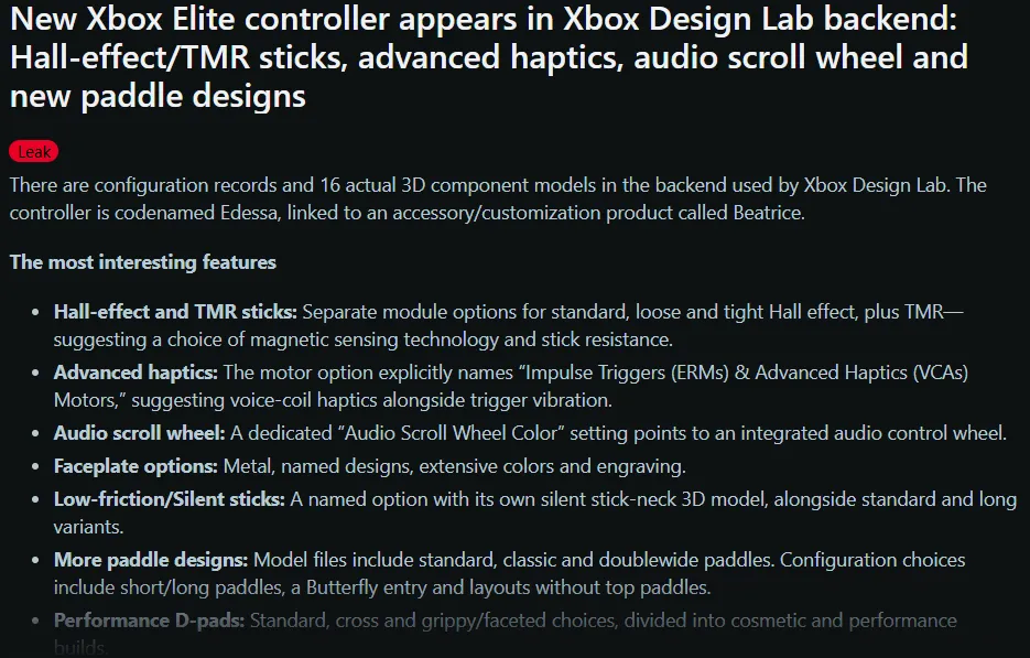Leak nového Xbox Elite ovladače