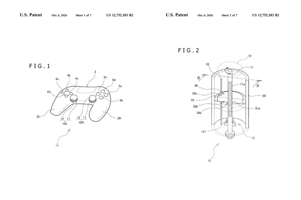 Návrh analogových páček PlayStation (patent)